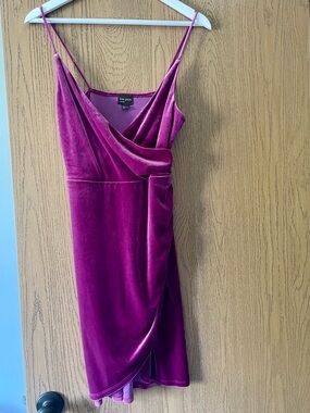 Free Press velvet mini dress in fuchsia